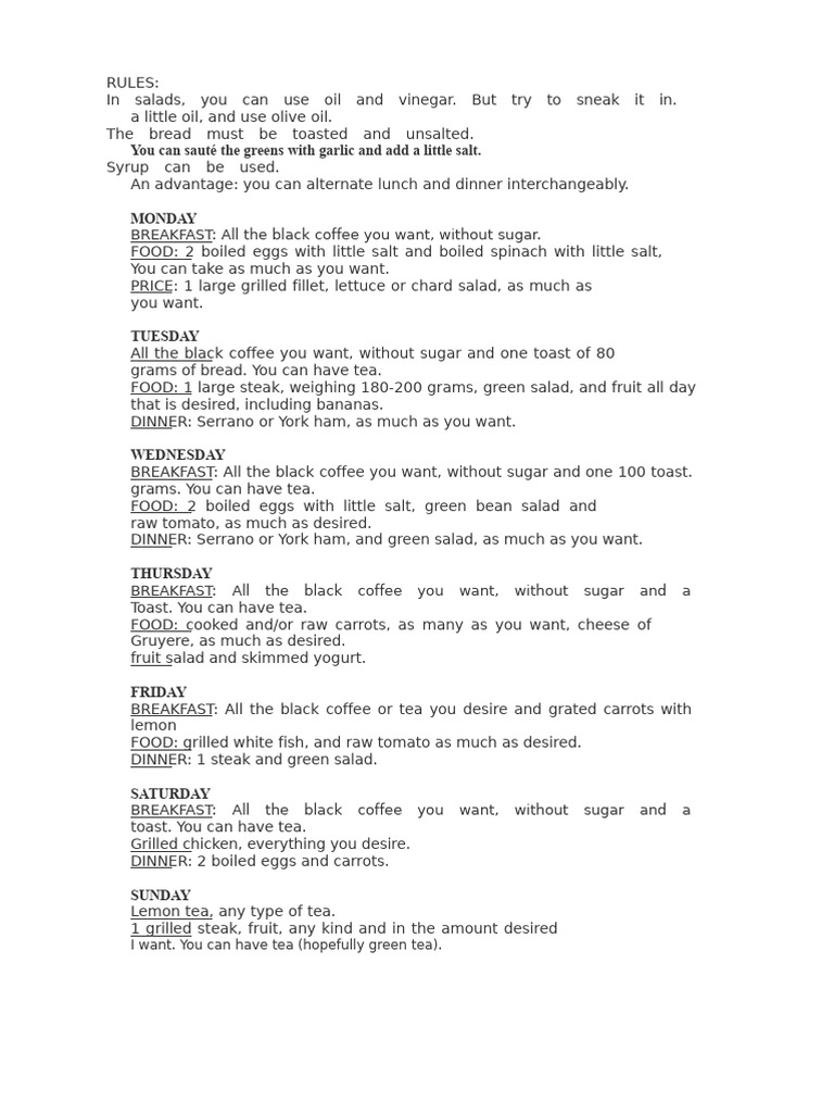 Weekly Meal Plan with Healthy Options | PDF