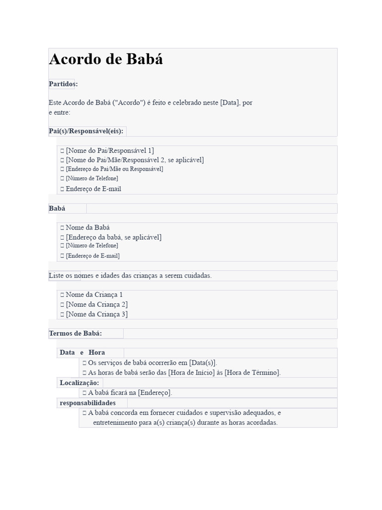 Modelo de Babá | PDF | Babá