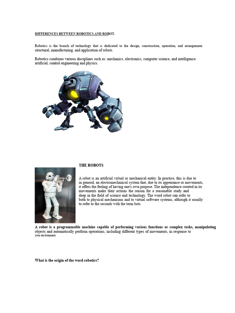 Distinction Between Robots and Robotics | PDF | Robot | Robotics