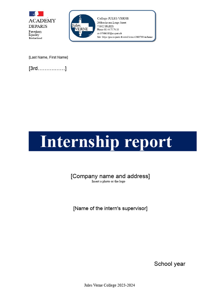 Internship Report at Jules Verne College | PDF | Social Psychology ...
