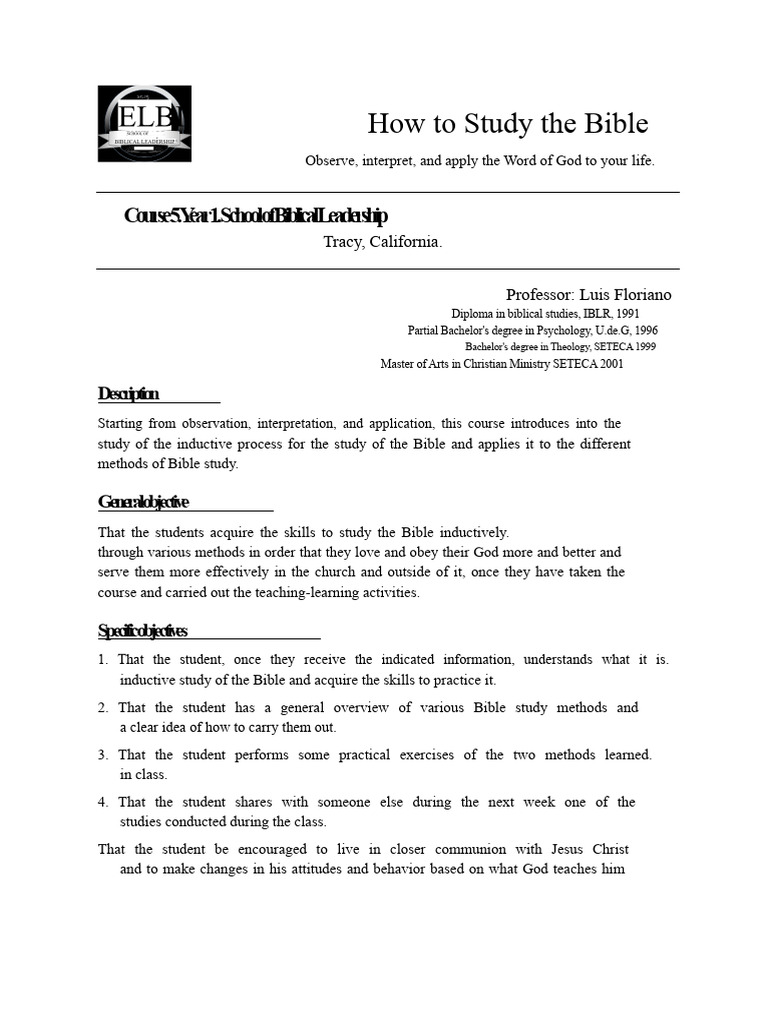A105 How To Study The Bible | PDF | Bible | Semantics