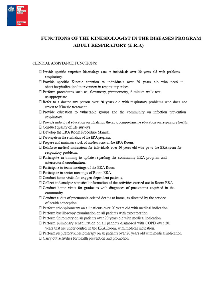Kinesiologist Roles in Adult Respiratory Care | PDF | Physical Therapy ...
