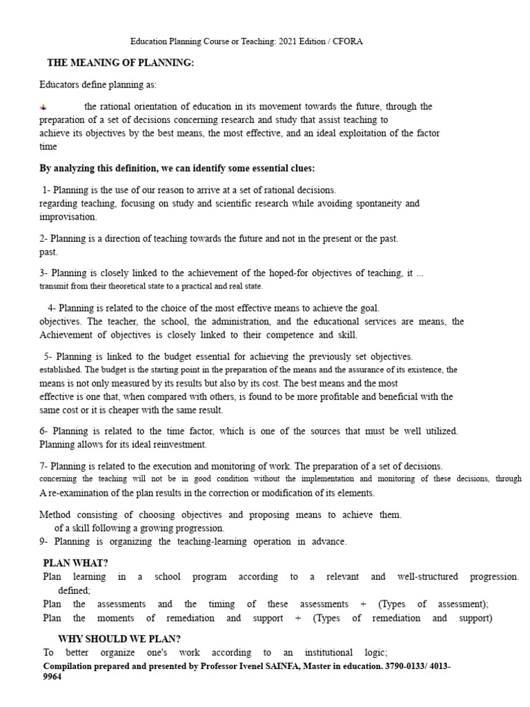 Education Planning Course Overview 2021 | PDF | Educational Assessment ...