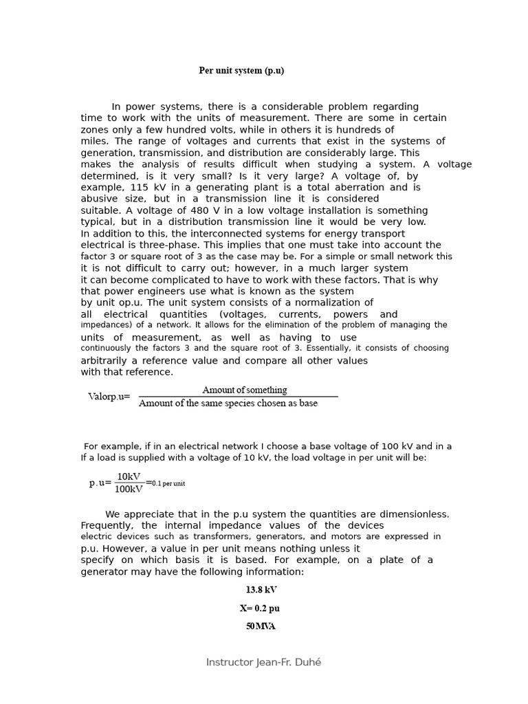 Understanding Per Unit System in Power Systems | PDF | Electrical ...
