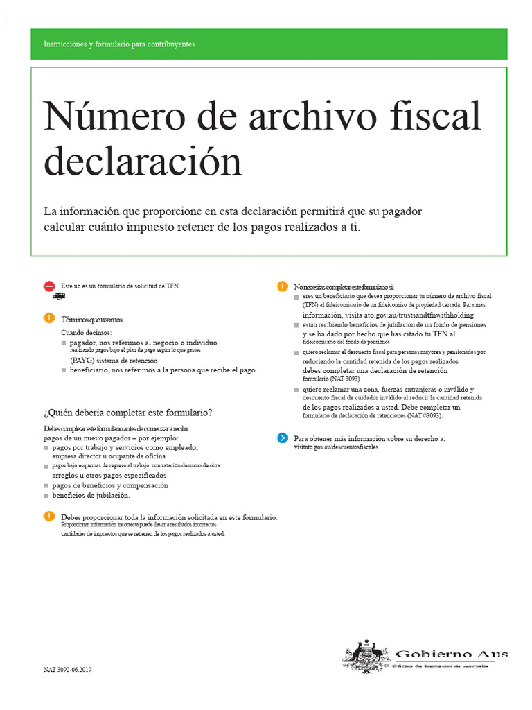 Instrucciones para Declaración de TFN | PDF | Impuestos | Privacidad en ...