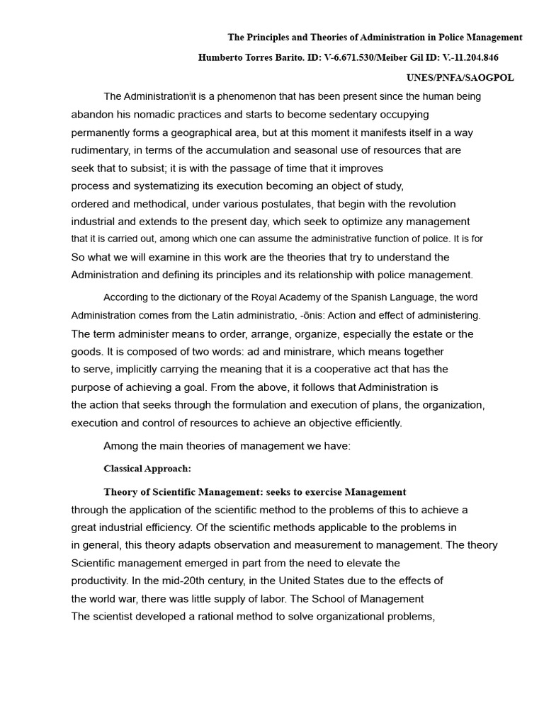 Police Management Theories Explained | PDF | Theory | Systems Theory