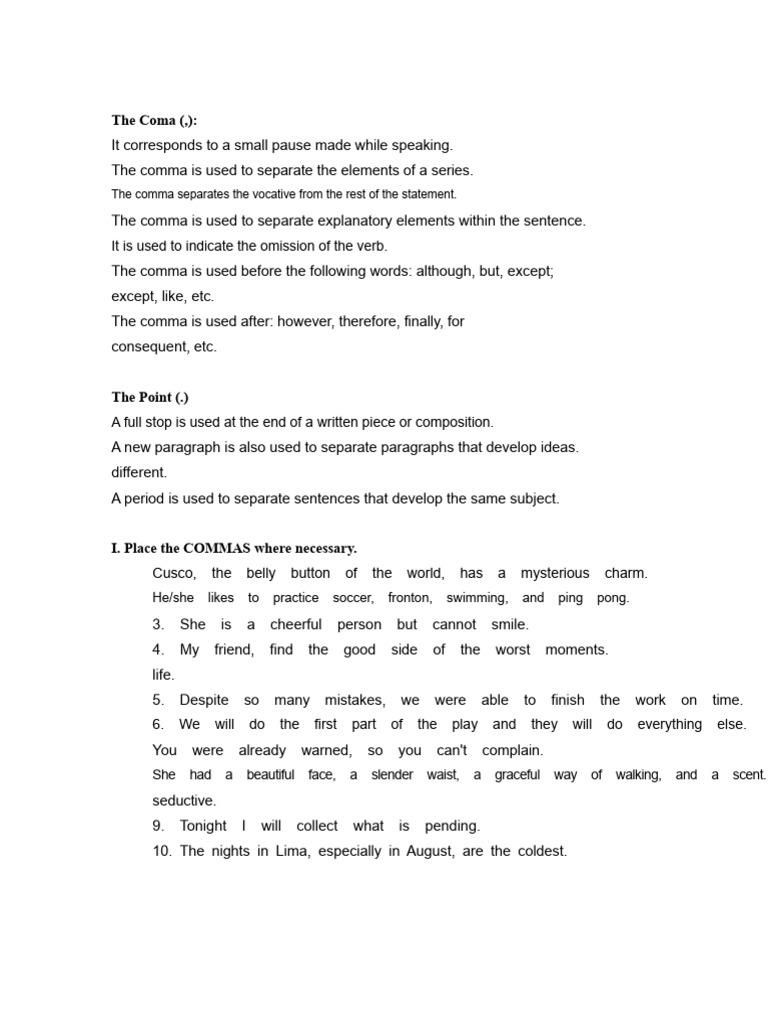 Comma and Period Usage Guide | PDF | Comma | Grammar