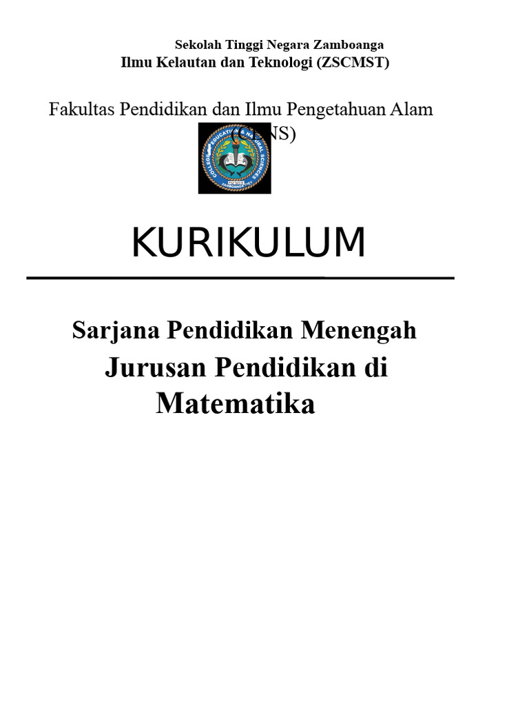 Kurikulum Sarjana Pendidikan Matematika | PDF