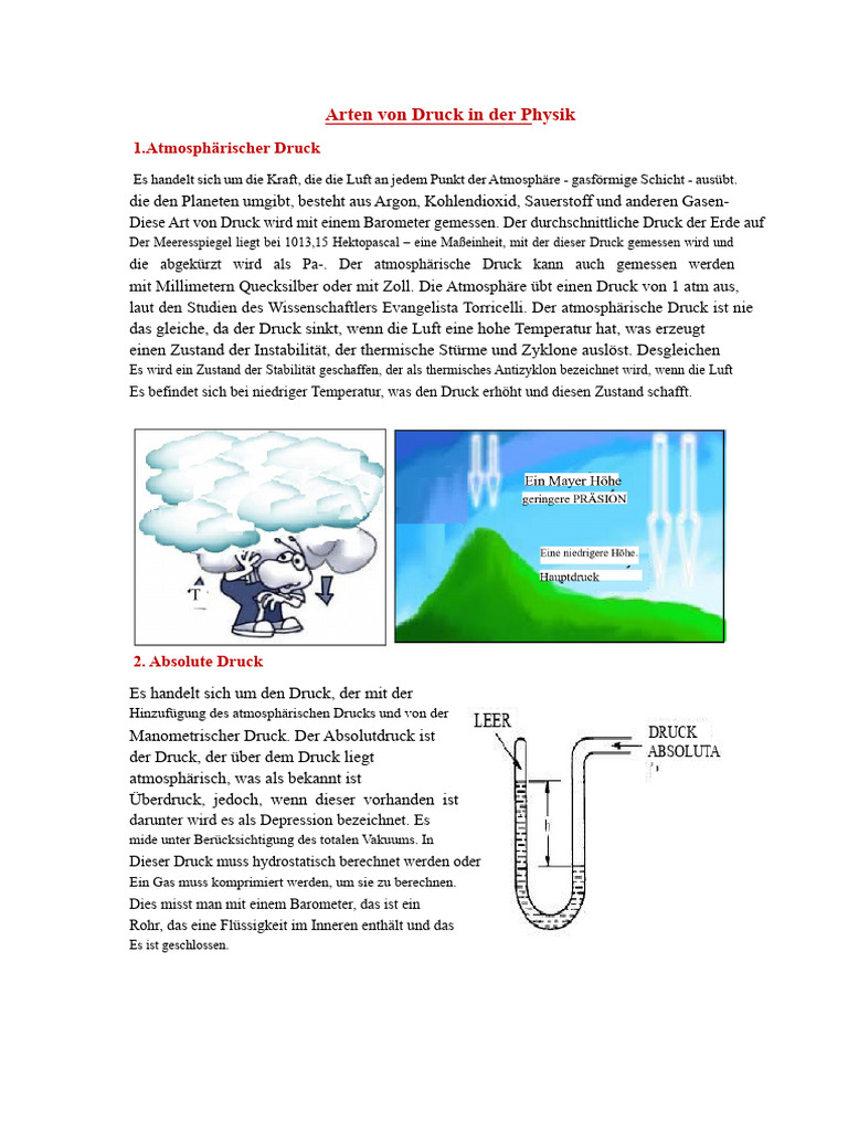 Arten Von Druck in Der Physik | PDF