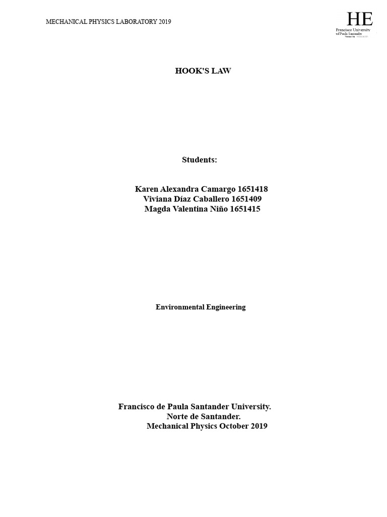 Hooke's Law Experiment Analysis 2019 | PDF | Elasticity (Physics ...