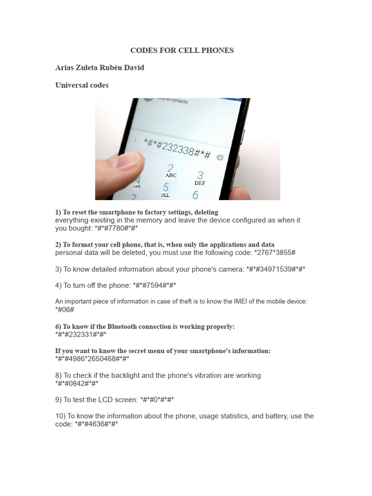 Essential Phone Codes for Android Users | PDF | Smartphone | Mobile Phones