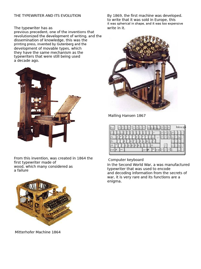 Evolution of the Typewriter Explained | PDF | Typewriter | Computer ...