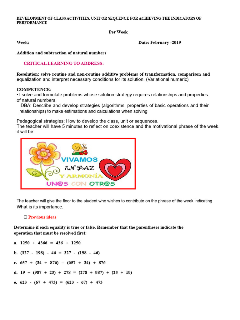 Class Activities for Addition & Subtraction | PDF | Subtraction ...