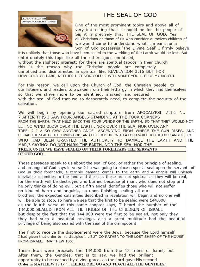 The Seal of God | PDF | God The Father | Holy Spirit