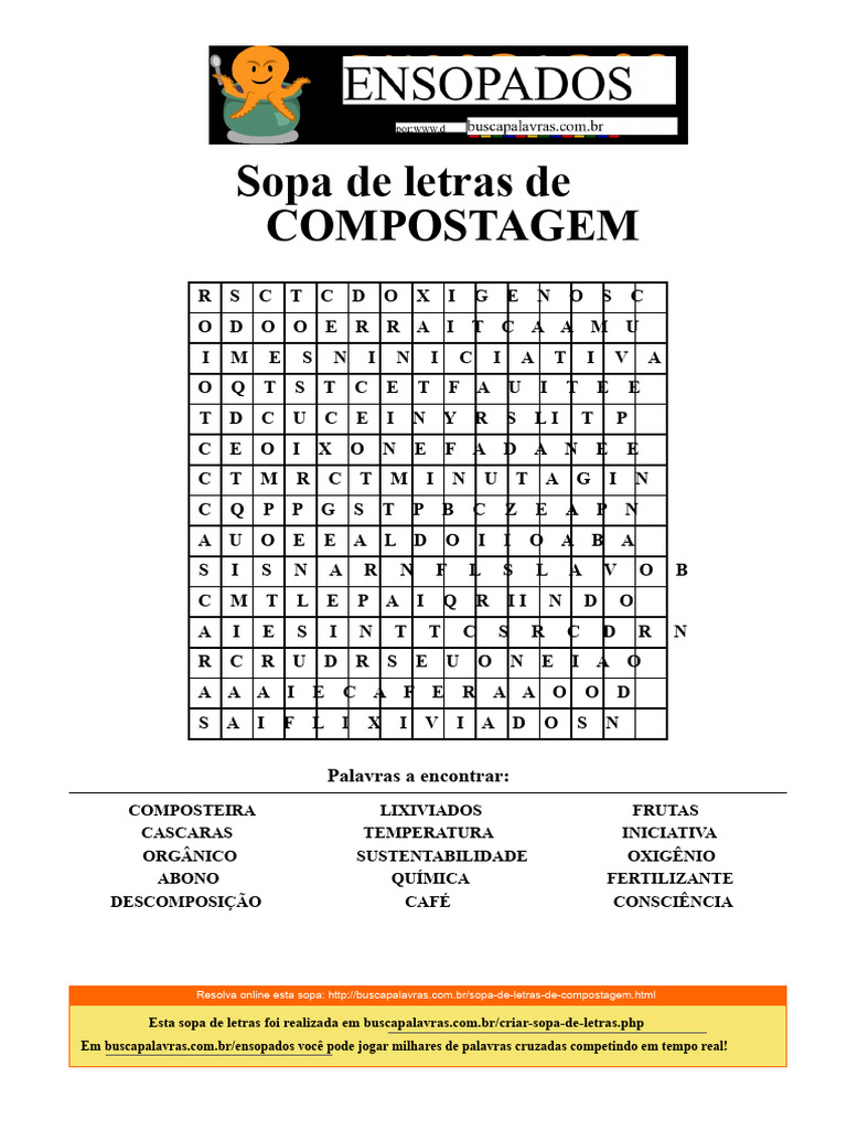 Sopa de Letras: Compostagem e Sustentabilidade | PDF | Composto ...