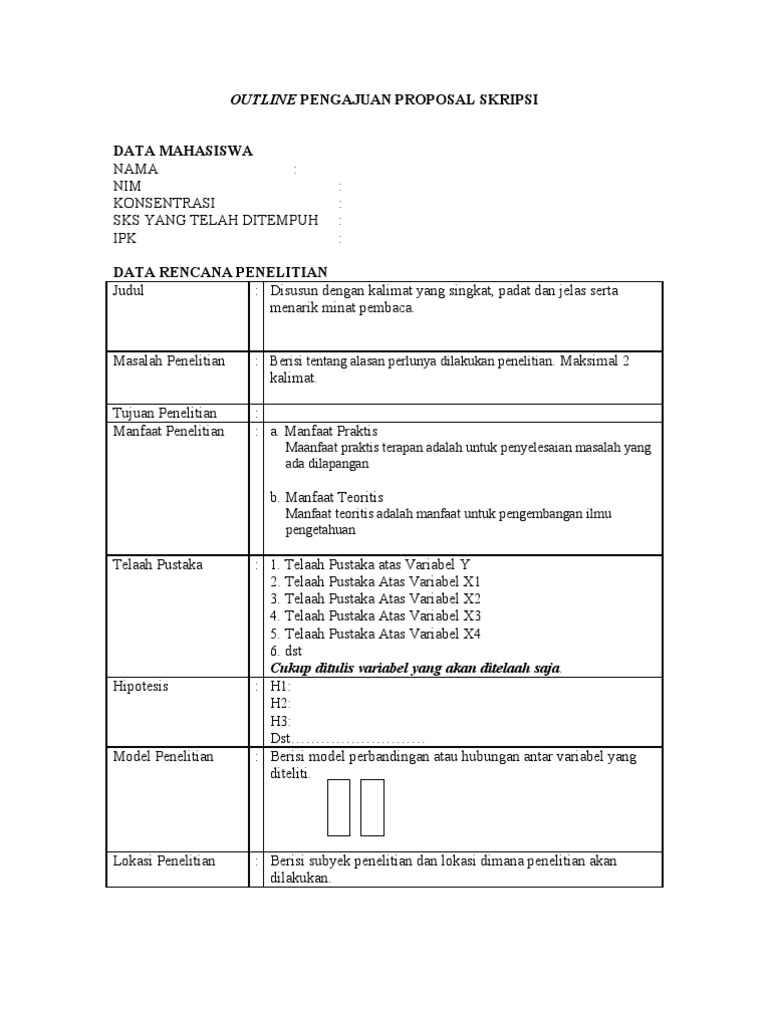 Outline Pengajuan Proposal Skripsi | Pdf