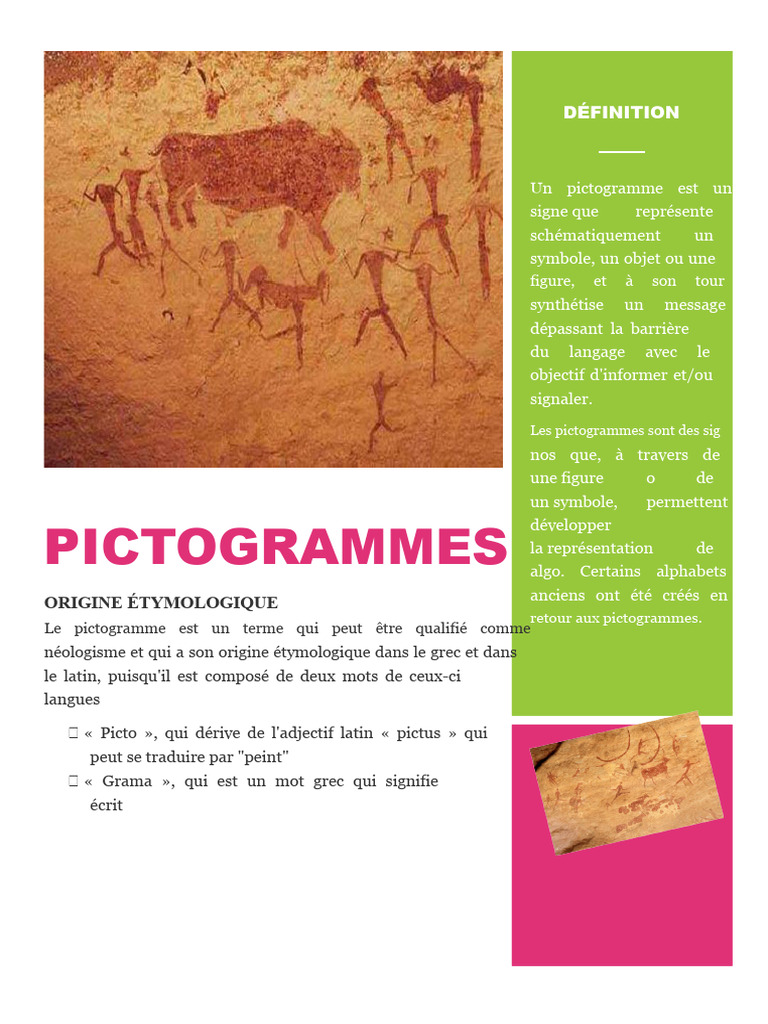 Définition et usage des pictogrammes | PDF | Écriture | Symboles