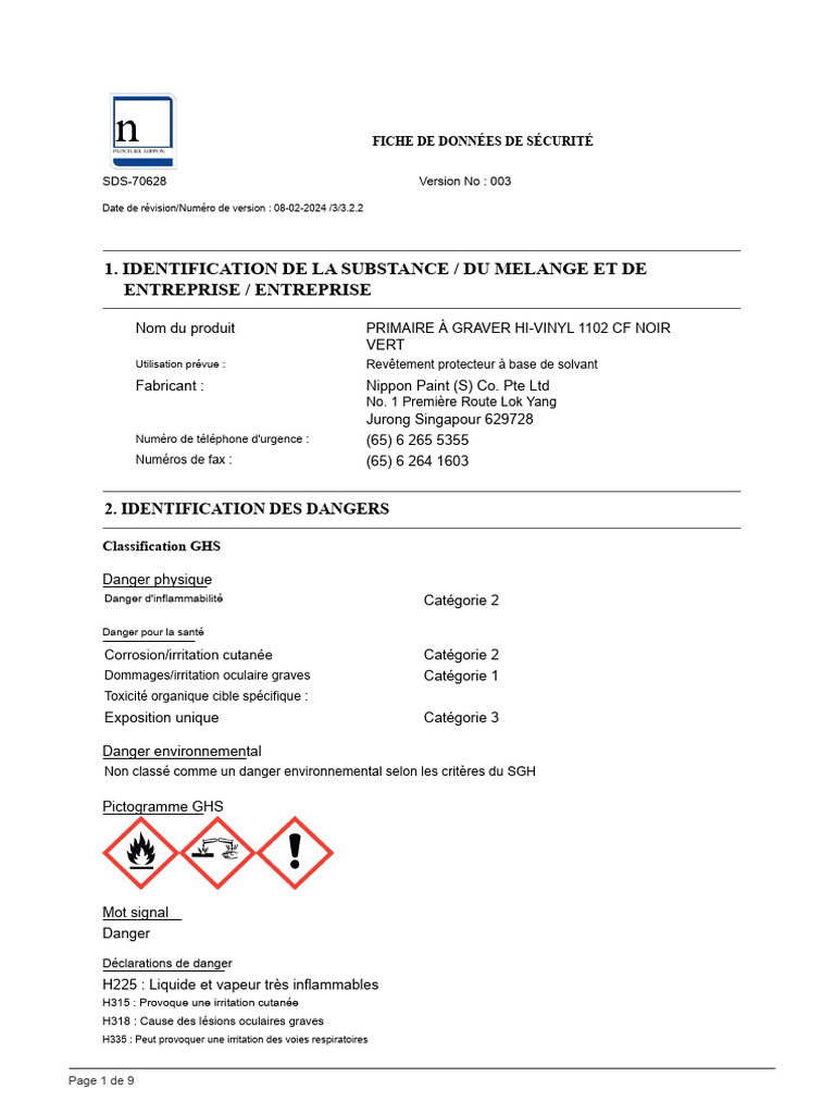 Fiche de données de sécurité HI-VINYL 1102 | PDF | La combustion