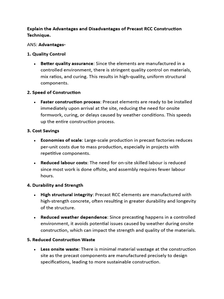 Precast RCC: Pros and Cons Explained | PDF | Precast Concrete | Transport