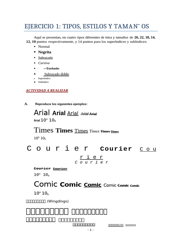 Tipos y Estilos de Letra en Documentos | PDF | Información | Impresión