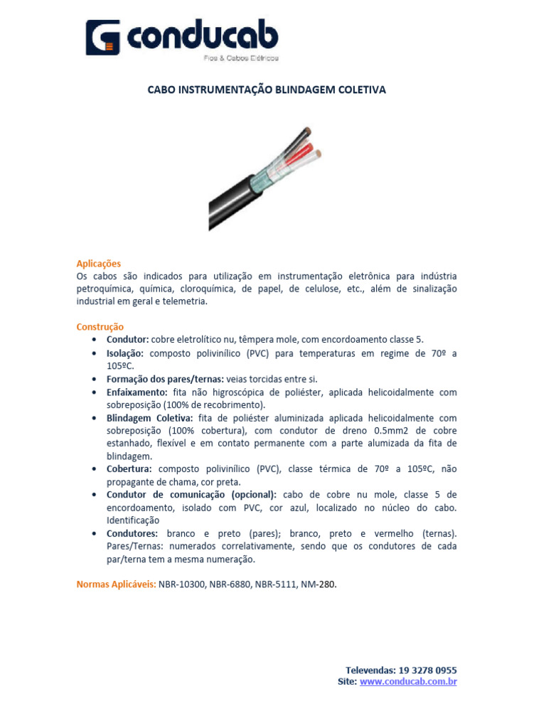 Cabo de Instrumentação Blindado | PDF
