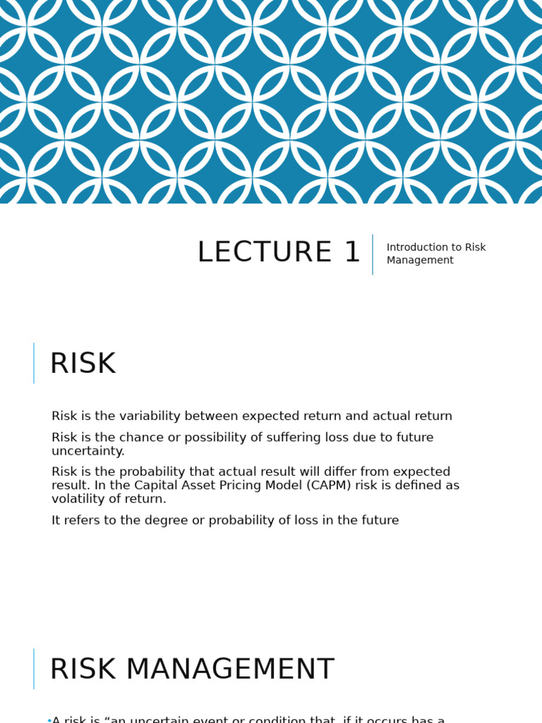 Introduction to Risk Management Concepts | PDF | Financial Risk | Risk