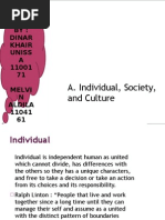 Sociology Foundation and Educational Anthropology: A. Individual, Society, and Culture