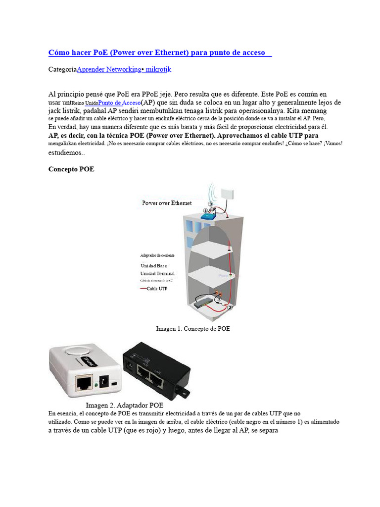 Cómo Hacer PoE | PDF | Punto de acceso inalámbrico | Telecomunicaciones
