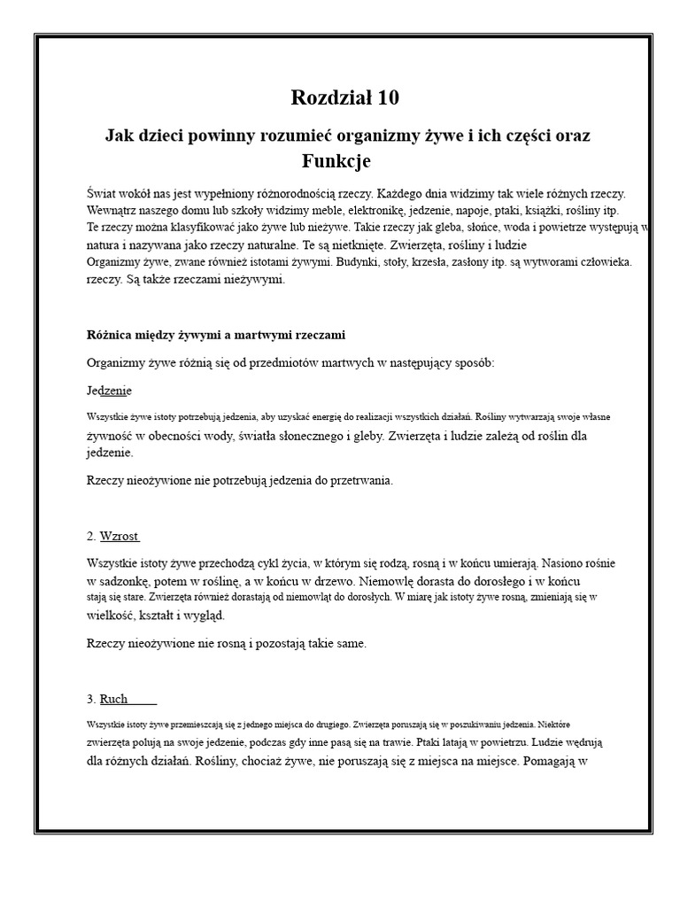 Rozdział 10 Klasyfikacja Rzeczy Żywych I Nieożywionych | PDF