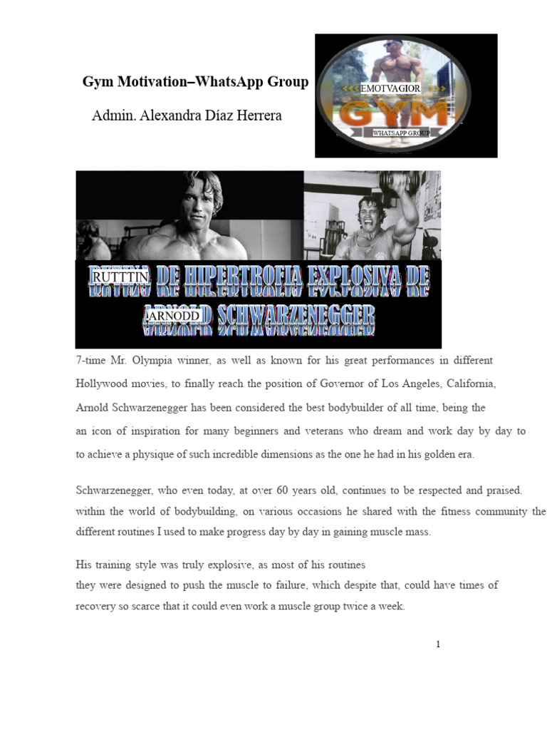 Arnold Schwarzenegger's Muscle Gain Routine | PDF | Strength Training ...