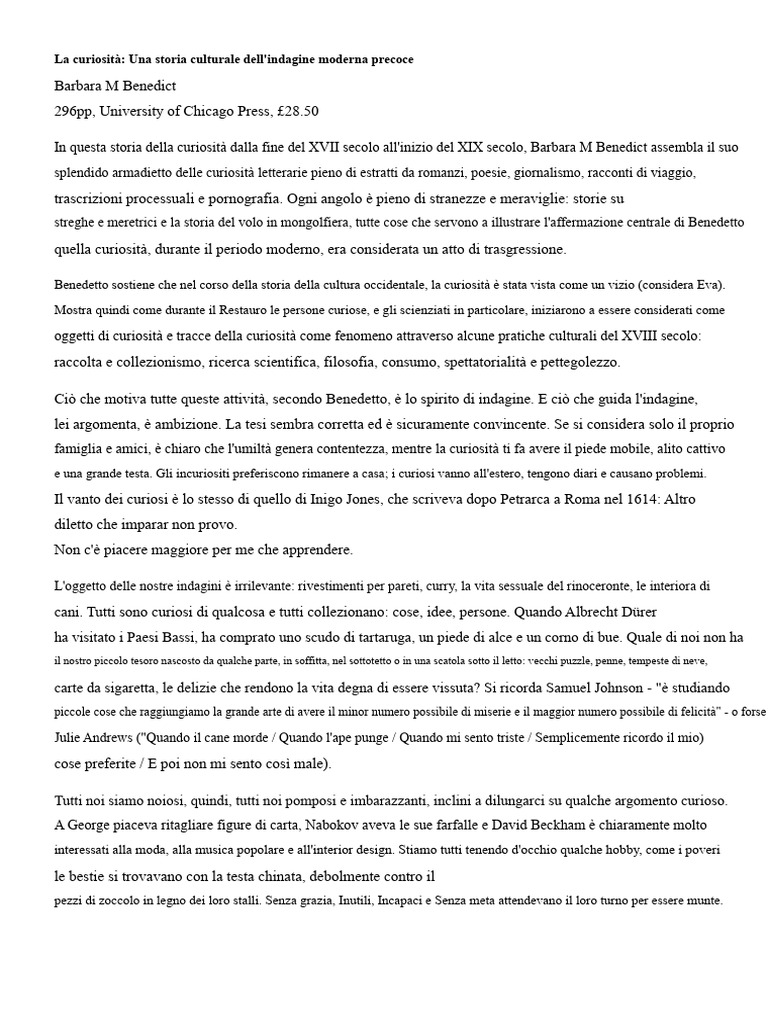 Curiosità Di Barbara Benedict | PDF