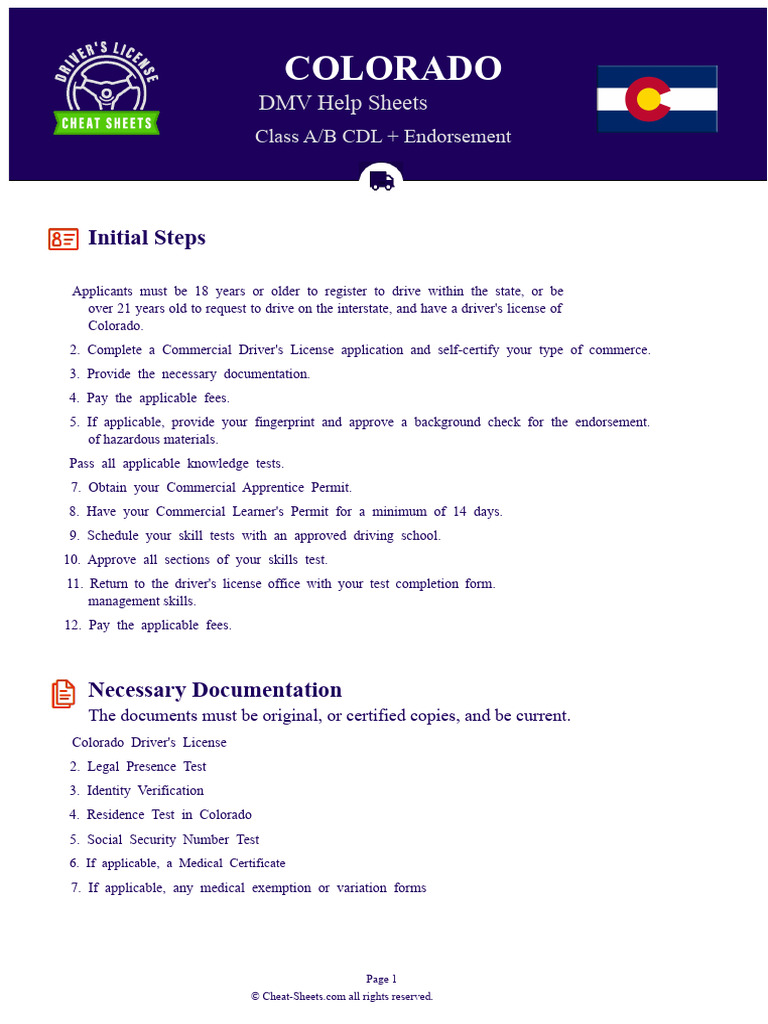 Colorado CDL Application Guide | PDF | Driver's License | Land Transport
