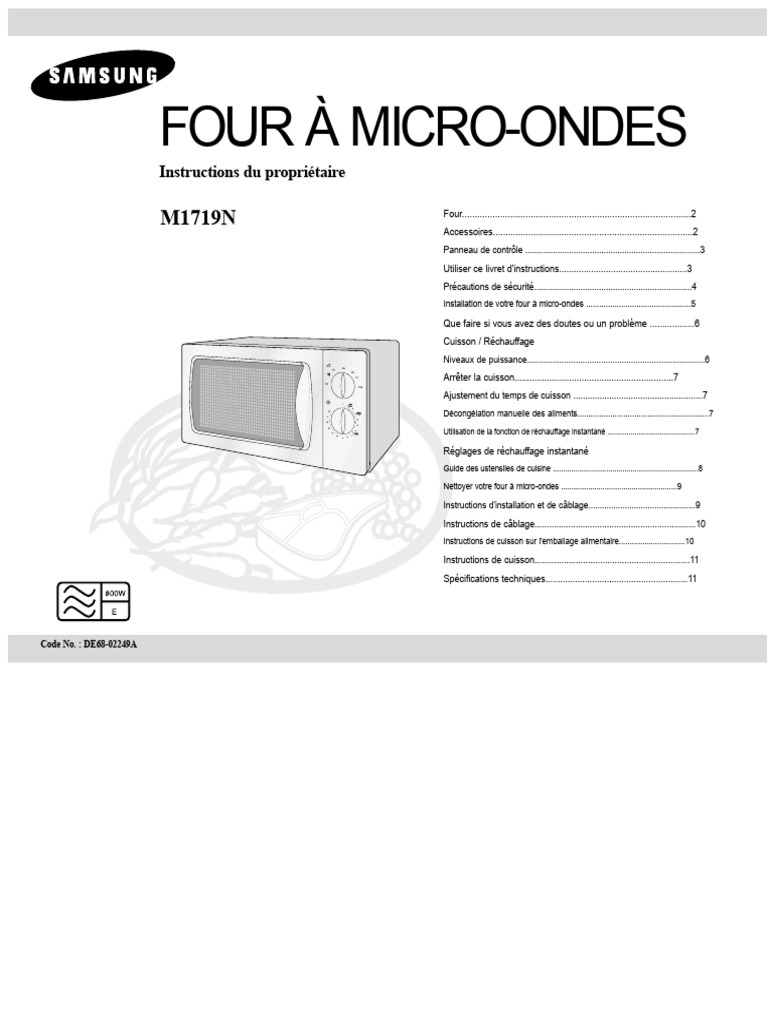 Guide d'utilisation du four à microondes PDF Four Nourritures — free download