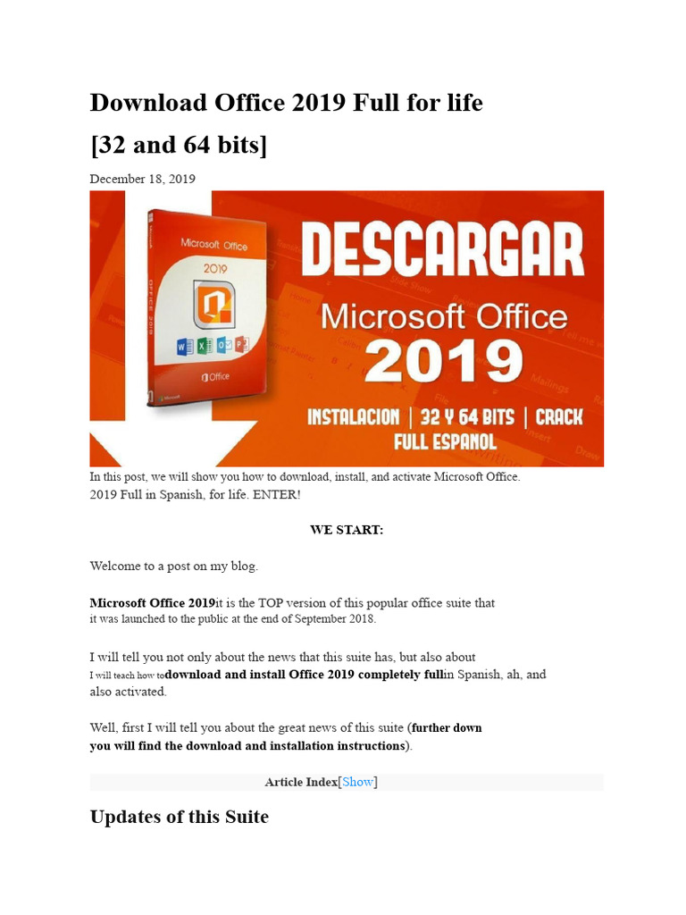 Office 2019 Full For Life (32 and 64 Bits) | PDF | Microsoft Office ...