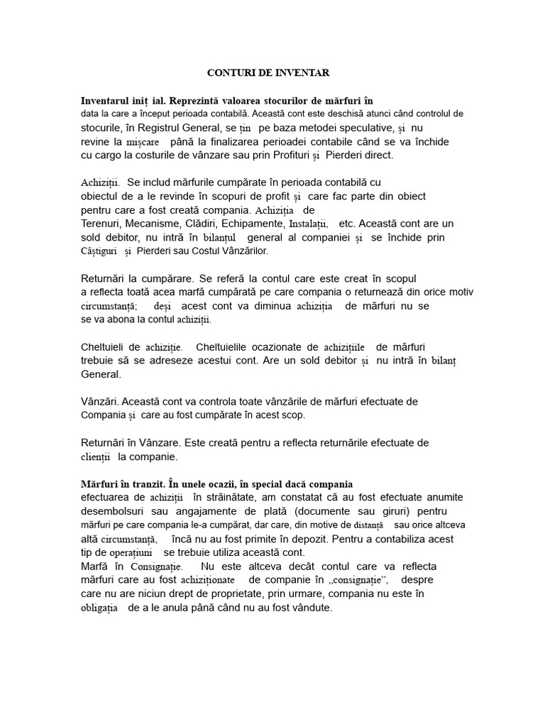 Conturi de Inventar | PDF