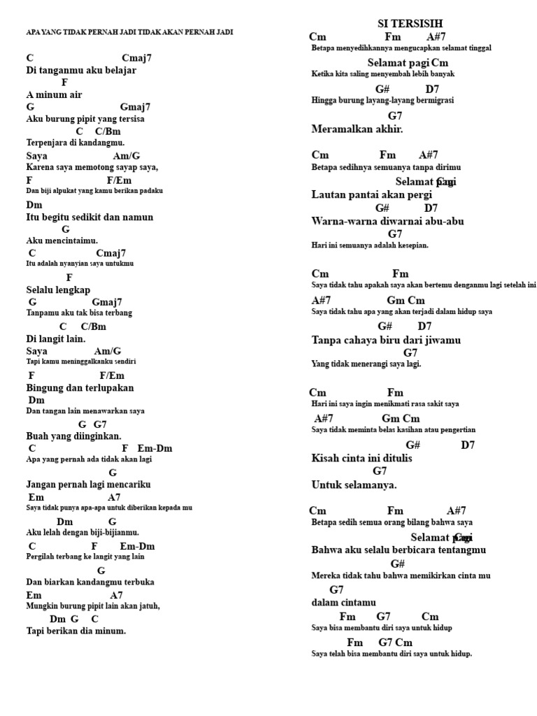 Lirik Lagu Cinta dan Kesedihan | PDF