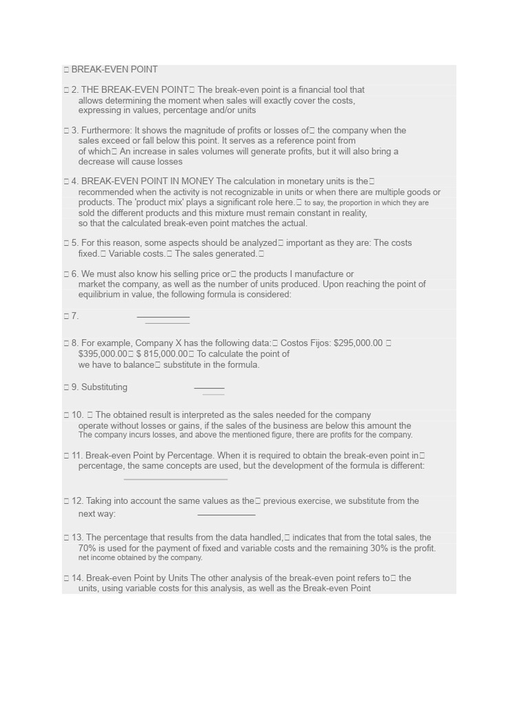Break-Even Point Analysis Guide | PDF | Economics | Financial Accounting