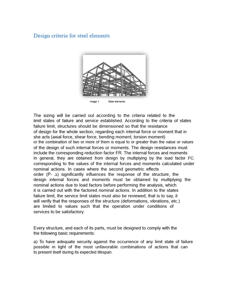 Steel Design Criteria for Structures | PDF | Strength Of Materials ...