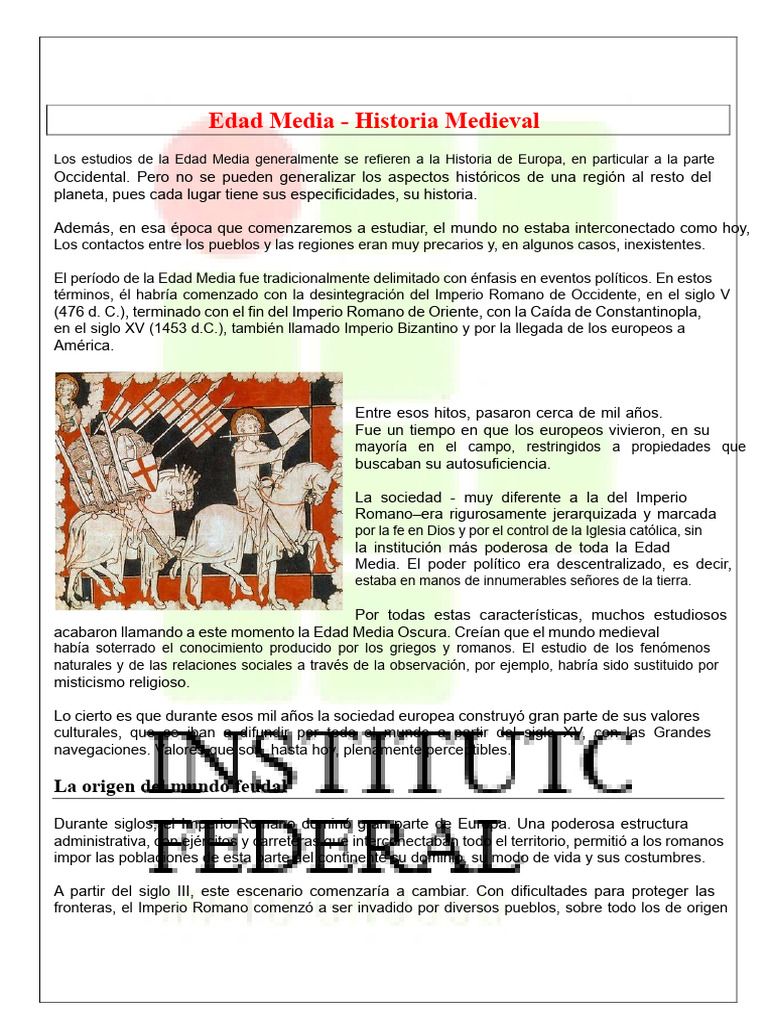 Historia de la Edad Media y el Feudalismo | PDF | Feudalismo | Edades ...