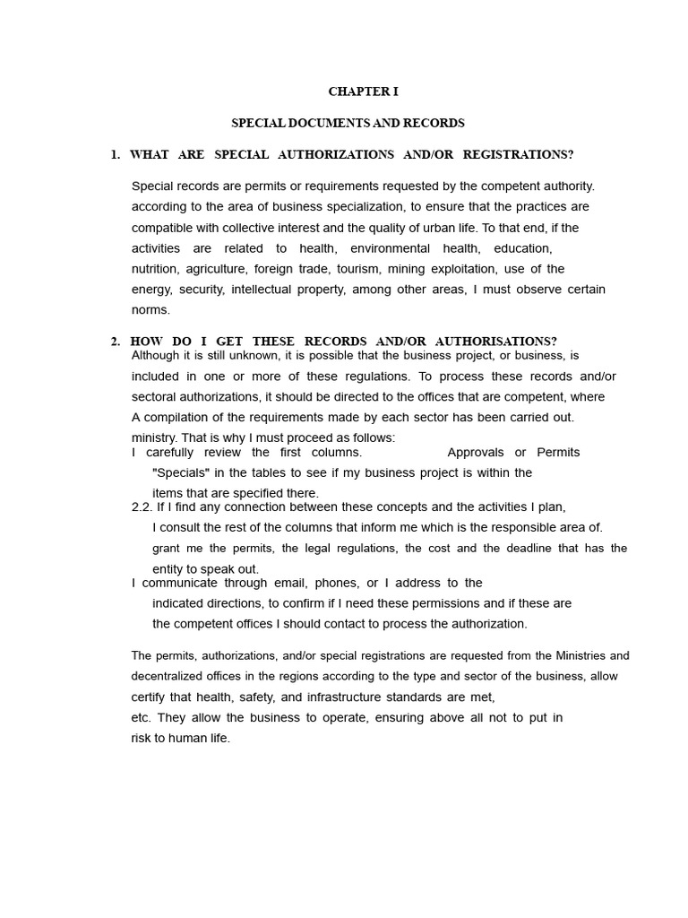 Special Authorizations for Business Operations | PDF | Restaurants ...