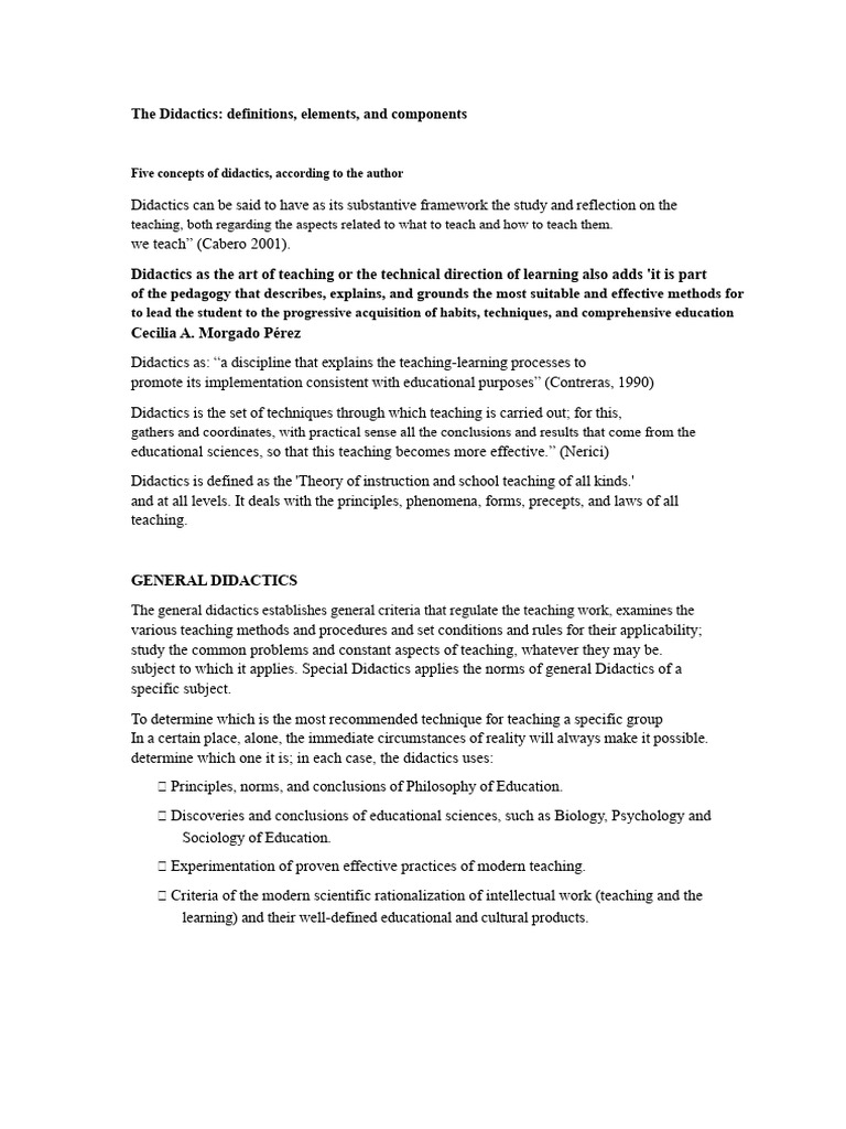 Elements of Didactics Explained | PDF | Learning | Teaching Method