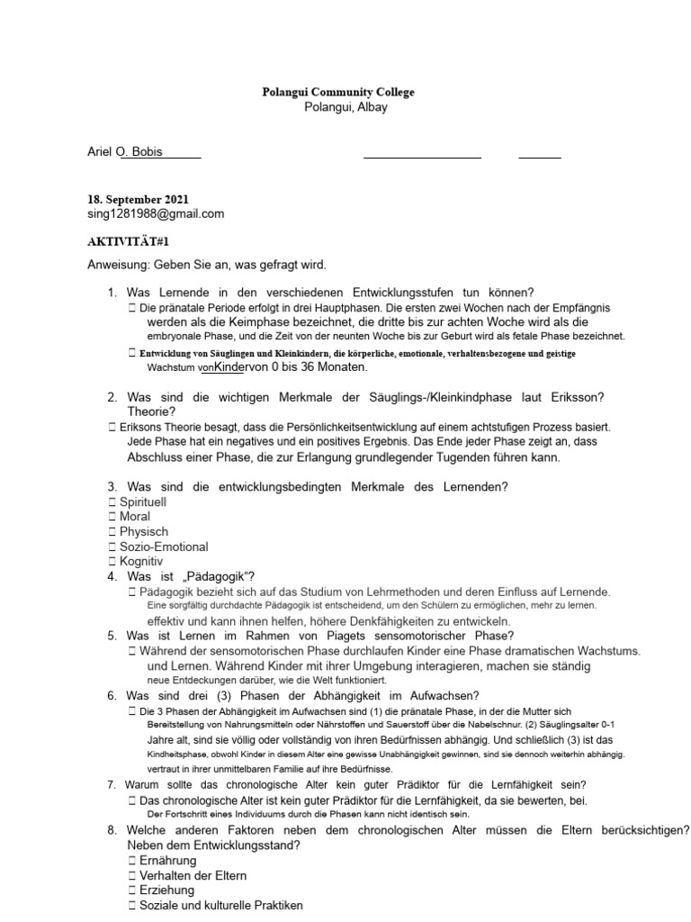Entwicklung Der Lernenden in Verschiedenen Phasen | PDF