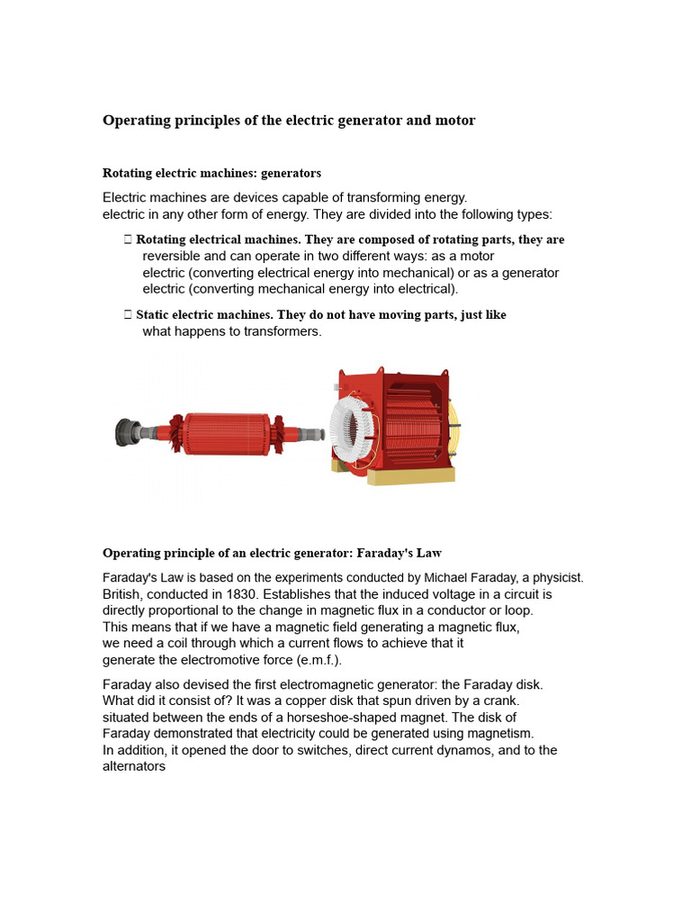 Electric Generator and Motor Principles | PDF | Electric Generator ...