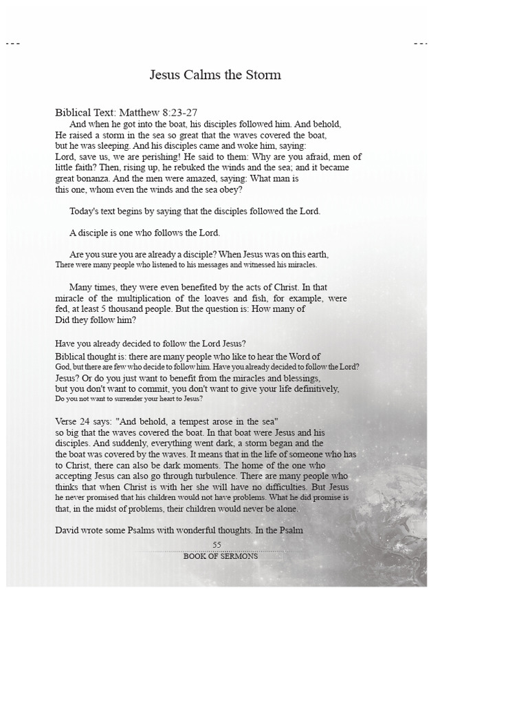 Jesus Calms the Storm: Faith in Turbulence | PDF | Jesus | Disciple ...