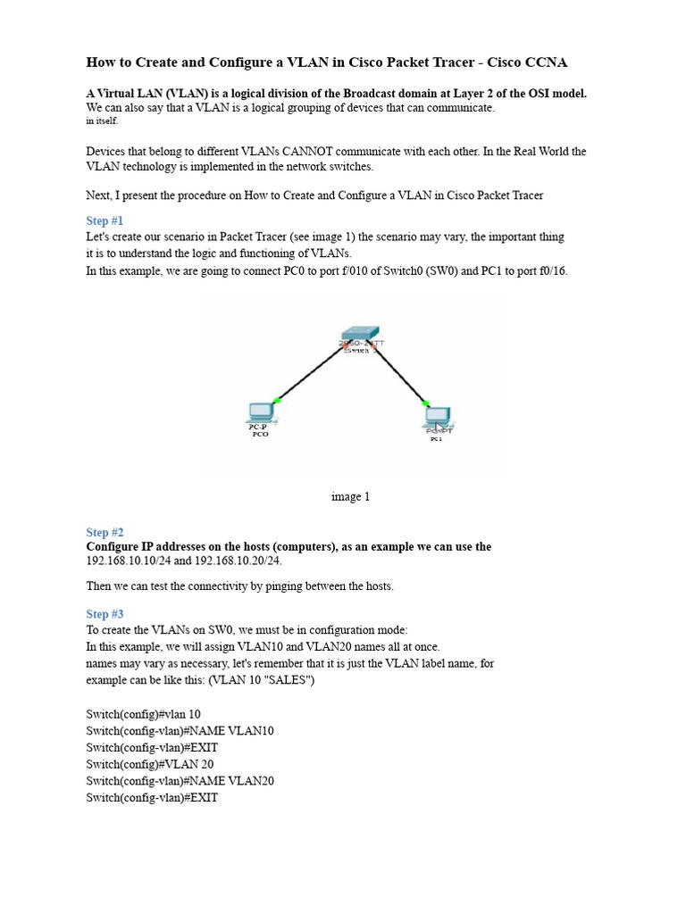 Configure VLANs in Cisco Packet Tracer | PDF | Computer Science ...