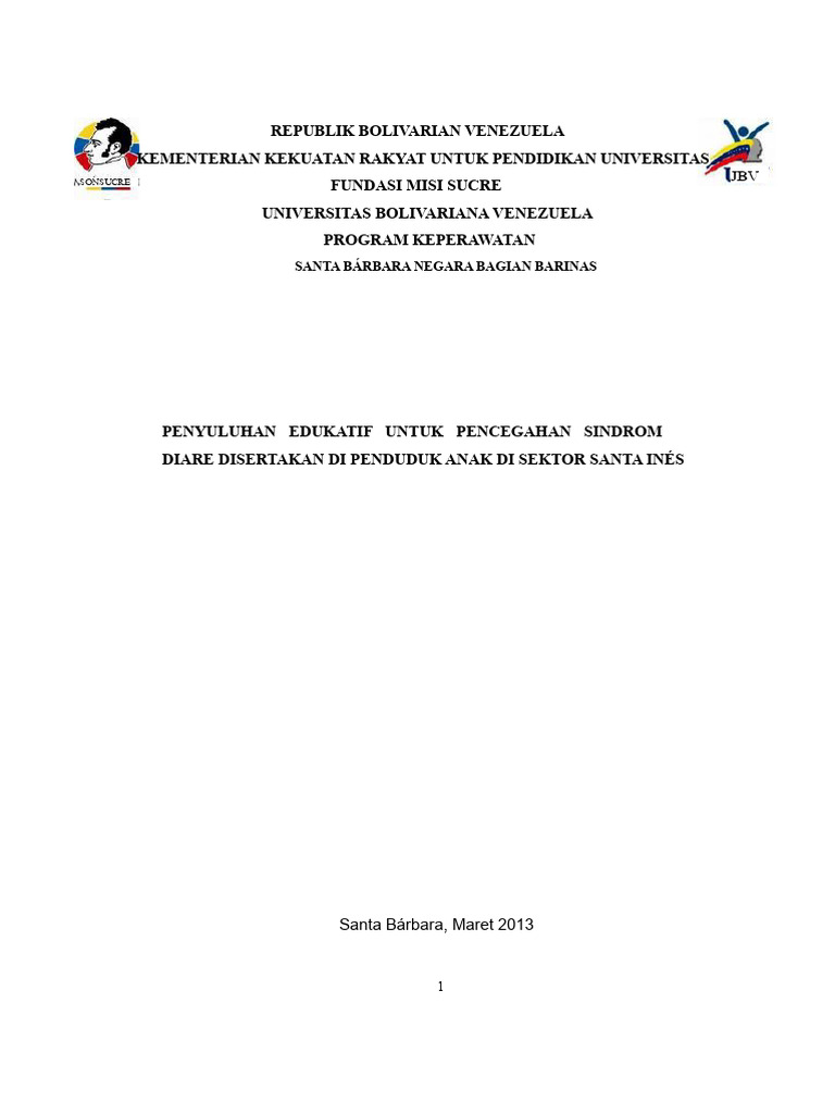 Proyek Tentang Diare Pada Anak-Anak Sektor Santa Ines Diperbaiki | PDF