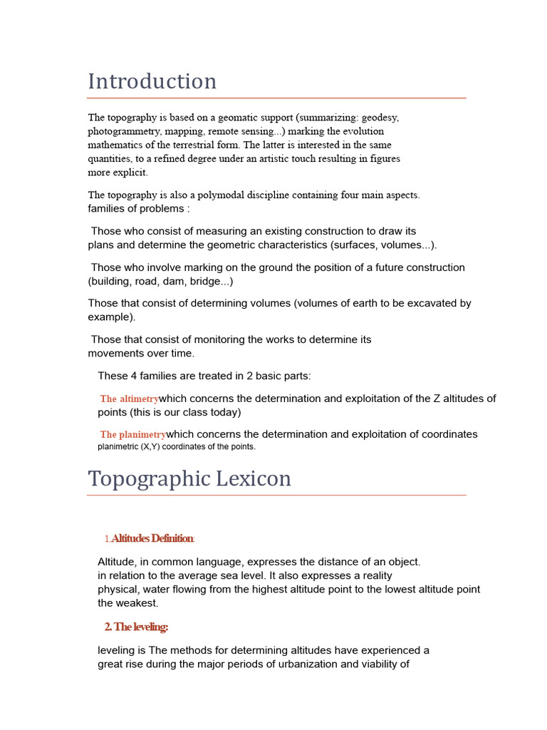 Understanding Topography and Leveling Techniques | PDF | Topography ...