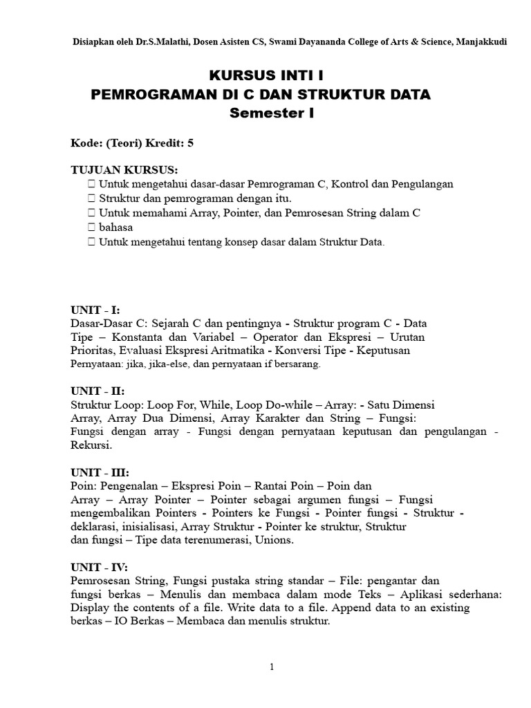 Pemrograman C dan Struktur Data Dasar | PDF