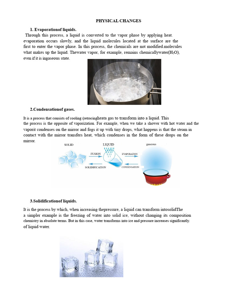 Physical and Chemical Changes Explained | PDF | Liquids | Acid