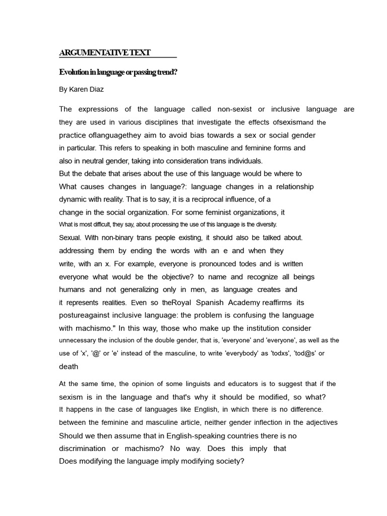 Argumentative Text | PDF | Machismo | Human Communication